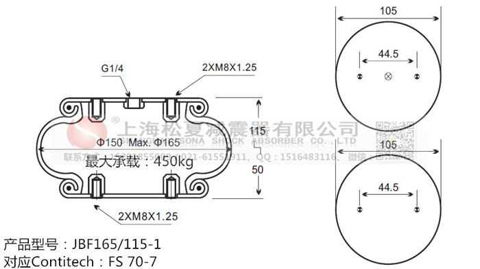 JBF165/115-1橡膠<a href='http://www.xkskcnc.com/' target='_blank'><u>空氣彈簧</u></a>