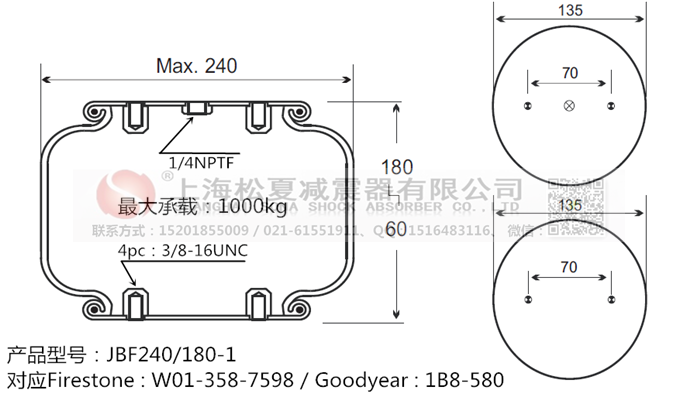 JBF240-180-1橡膠<a href='http://www.xkskcnc.com/' target='_blank'><u>空氣彈簧</u></a>