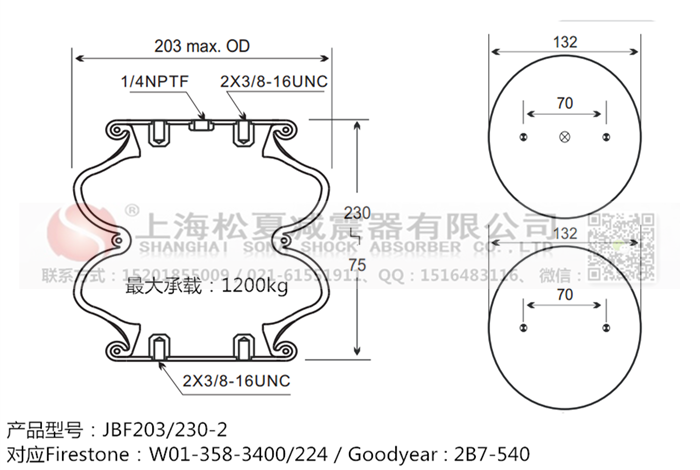JBF203/230-2橡膠<a href='http://www.xkskcnc.com/' target='_blank'><u>空氣彈簧</u></a>