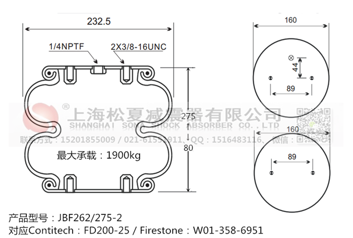 JBF262/275-2橡膠<a href='http://www.xkskcnc.com/' target='_blank'><u>空氣彈簧</u></a>