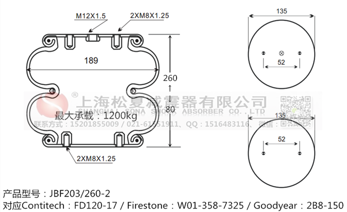 JBF203/260-2橡膠<a href='http://www.xkskcnc.com/' target='_blank'><u>空氣彈簧</u></a>